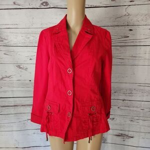 Barbara Katz Red Cotton Jacket Size 6 NWT